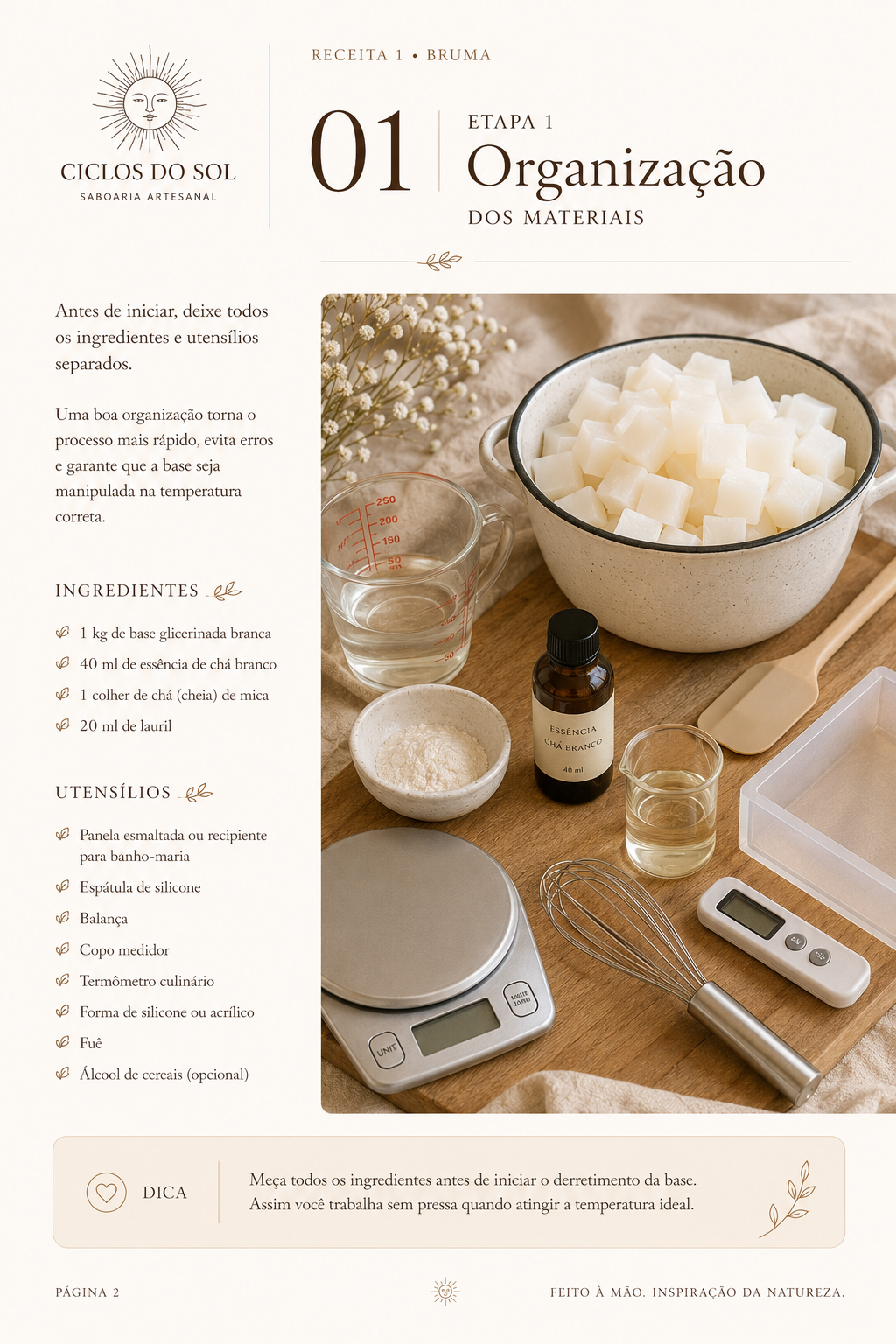 Prévia da Etapa 1 do e-book Receita Bruma — organização dos materiais